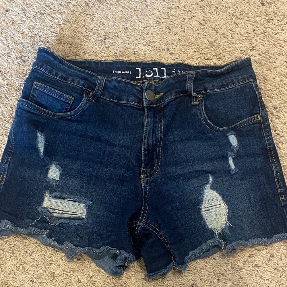 High Waist Distressed Denim Shorts